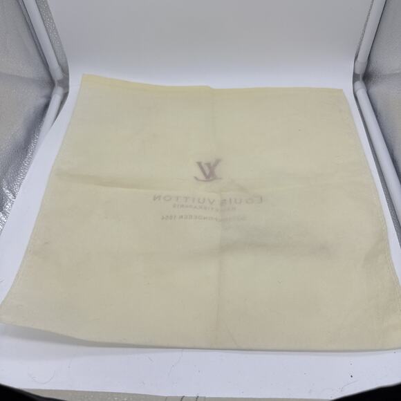 LOUIS VUITTON Logo Dust Bag Canvas Cotton Beige Brown 14x14 Malletiera - Picture 3 of 4